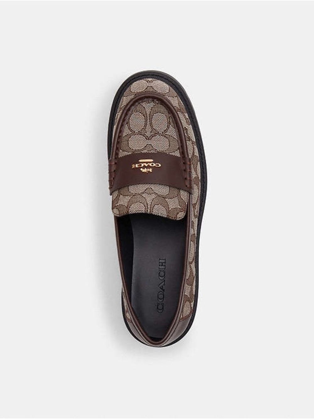 Coach Brown Signature Canvas Penny Loafer with Black Lug Sole - Picture 4 of 13